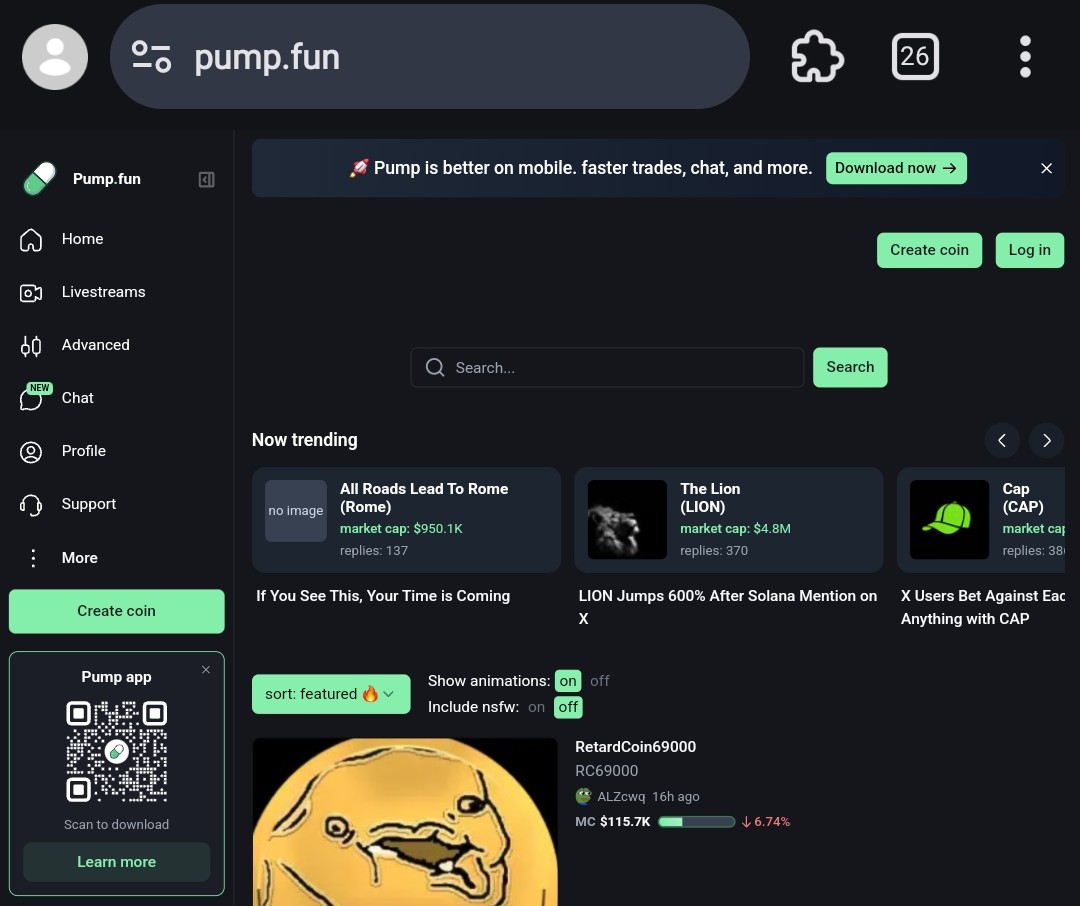PumpFun Homepage