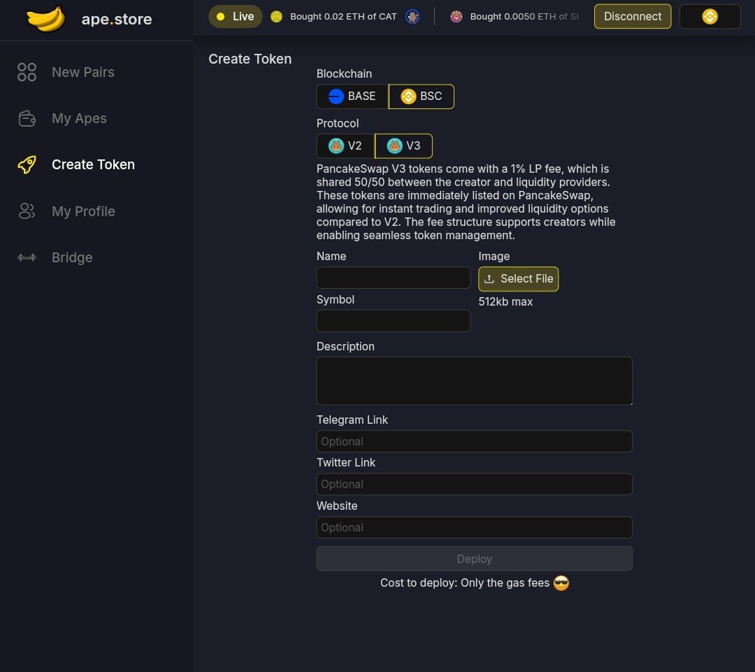 Creation Information For Tokens