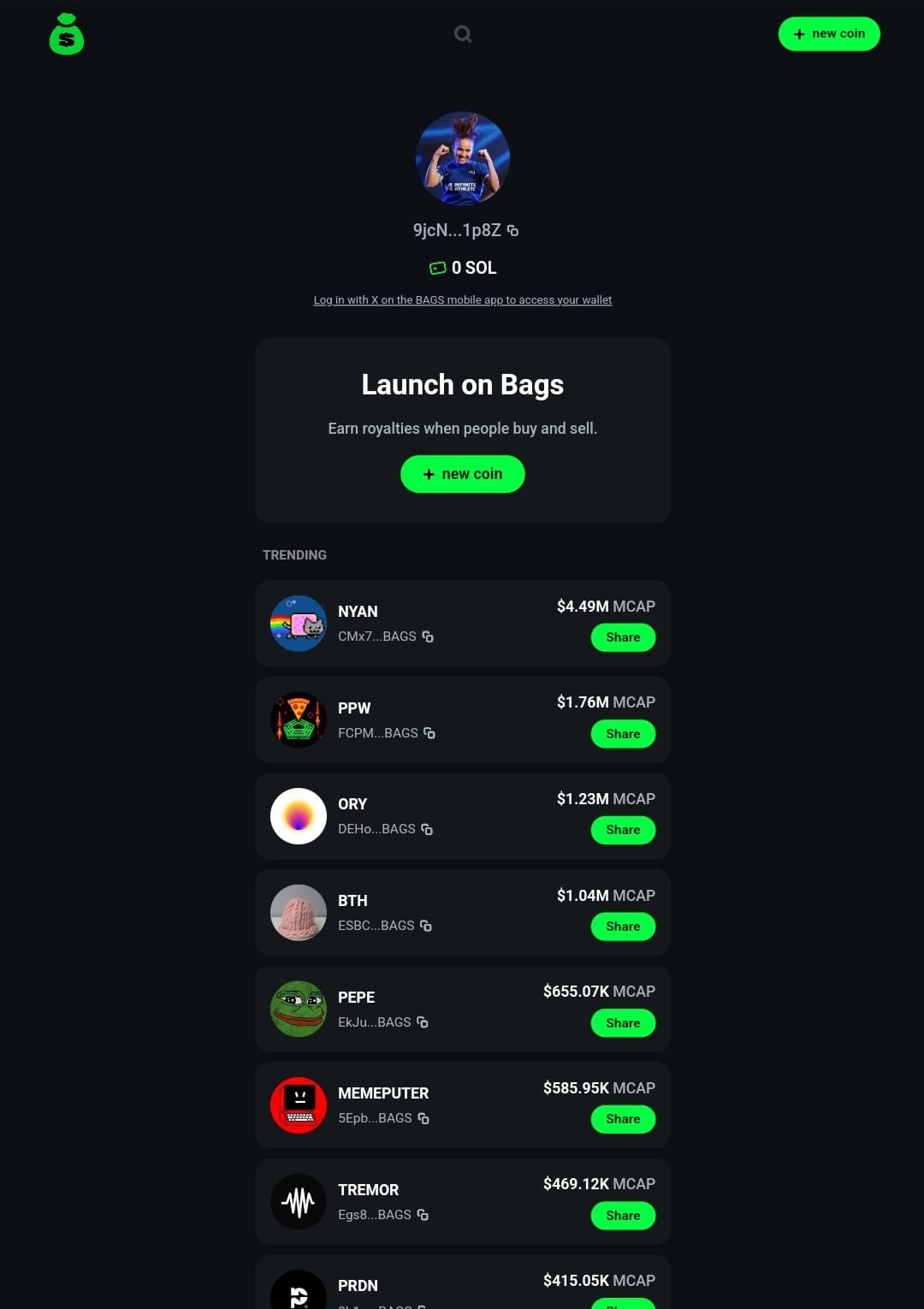 Bags Profile Homepage