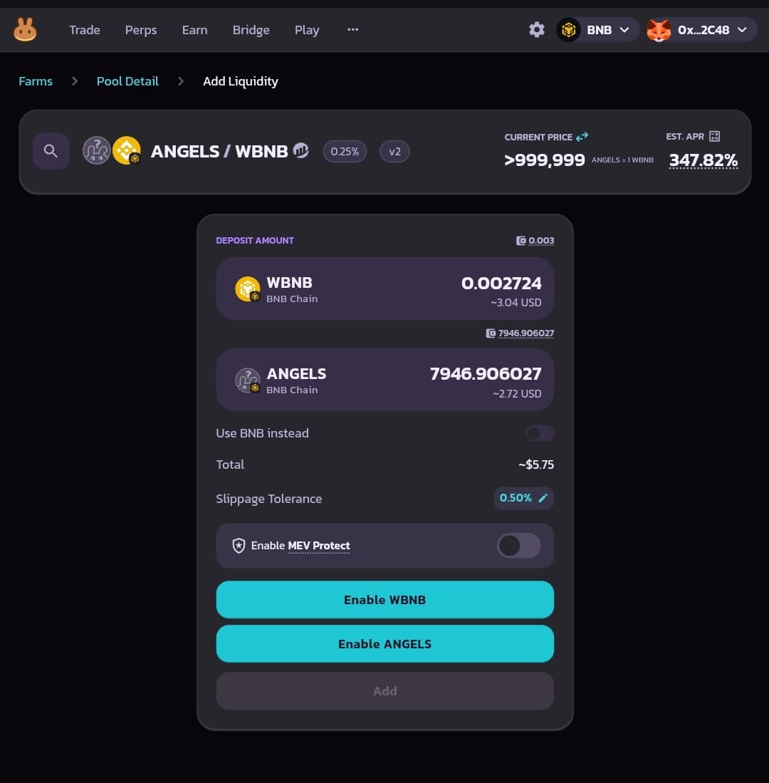 Enable WBNB + ANGELS